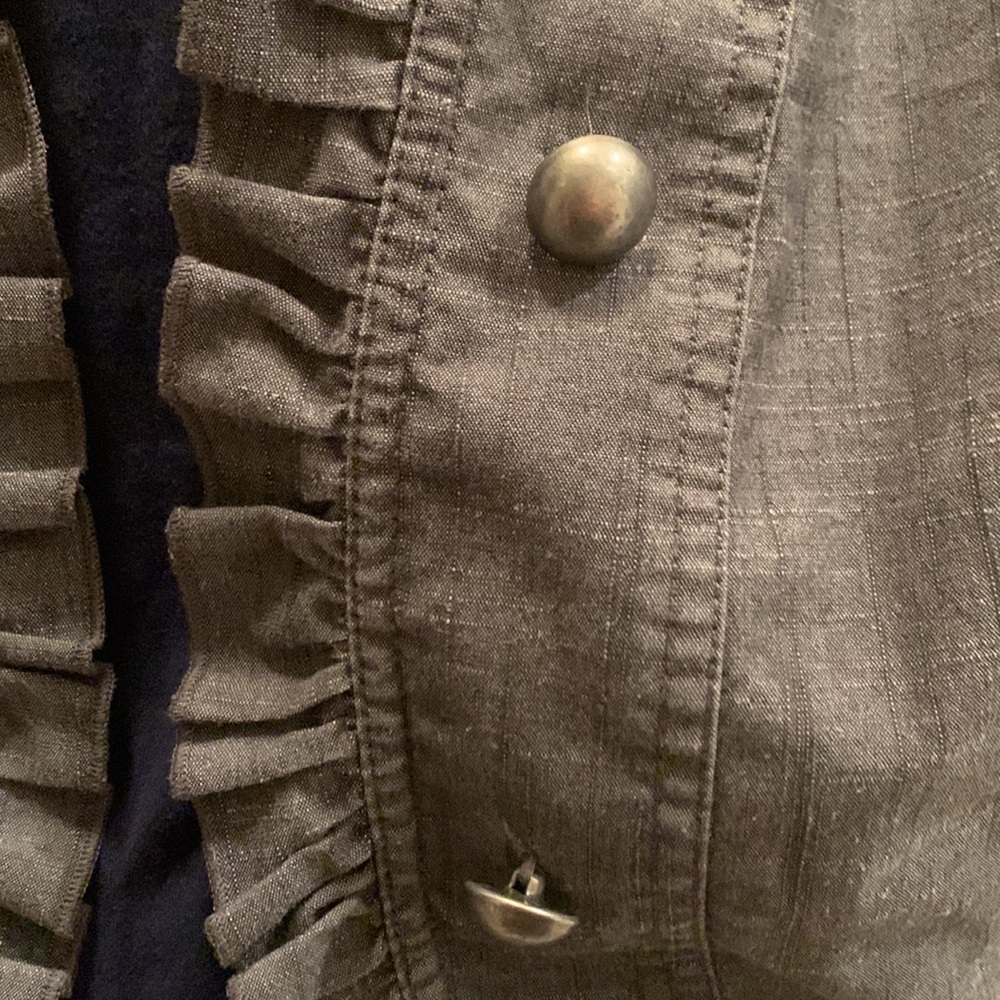 Women's Gray Ruffled Jacket - Picture 2 of 8